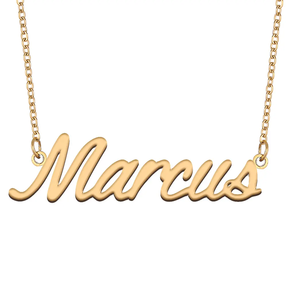 

Marcus Nameplate Necklace for Women Stainless Steel Jewelry Gold Plated Name Chain Pendant Femme Mothers Girlfriend Gift