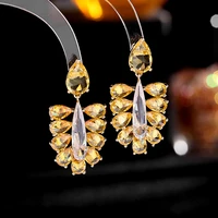 elegant sweet leaf dangle jewelry shining cubic zirconia statement earrings designer fashion wedding party bridal earings