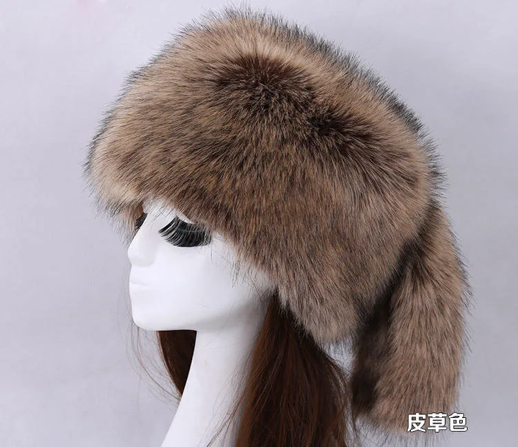 fur collar Qearlstar Мужские Женские меховые шапки утепленные меховые шапки из искусственного меха на плоской подошве зимние русские повседневные роскошные шапки skullies beanie WME12 - Цвет: fur collar