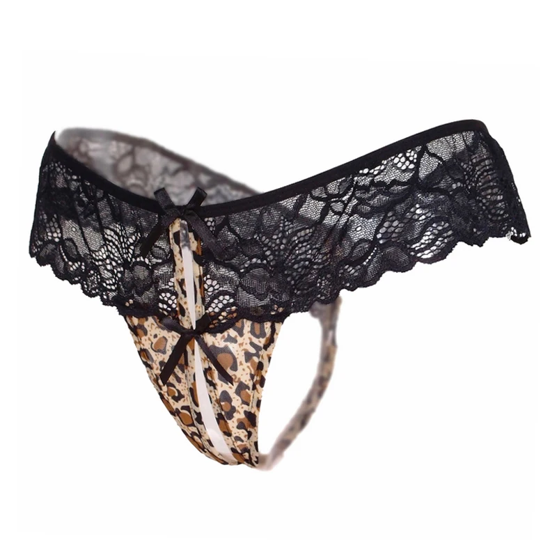 Сексуальное женское нижнее белье с леопардовой вышивкой трусики открытой спиной