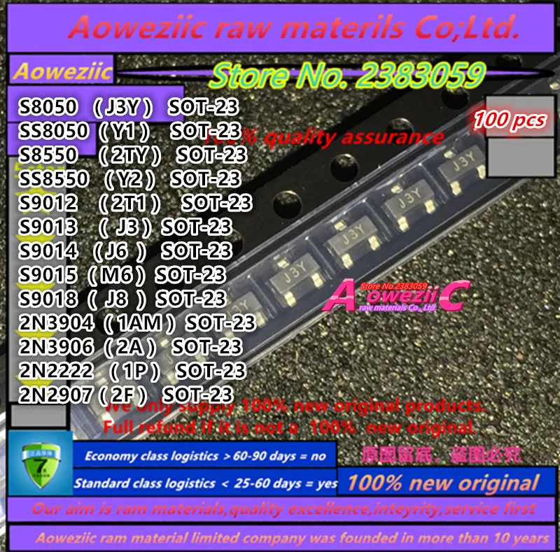 Aoweziic 2019 + 100 новый оригинальный S8050 SS8050 S8550 SS8550 S9012 S9013 S9014 S9015 S9018 2N2222 2N2907 SOT-23 Triode NPN |