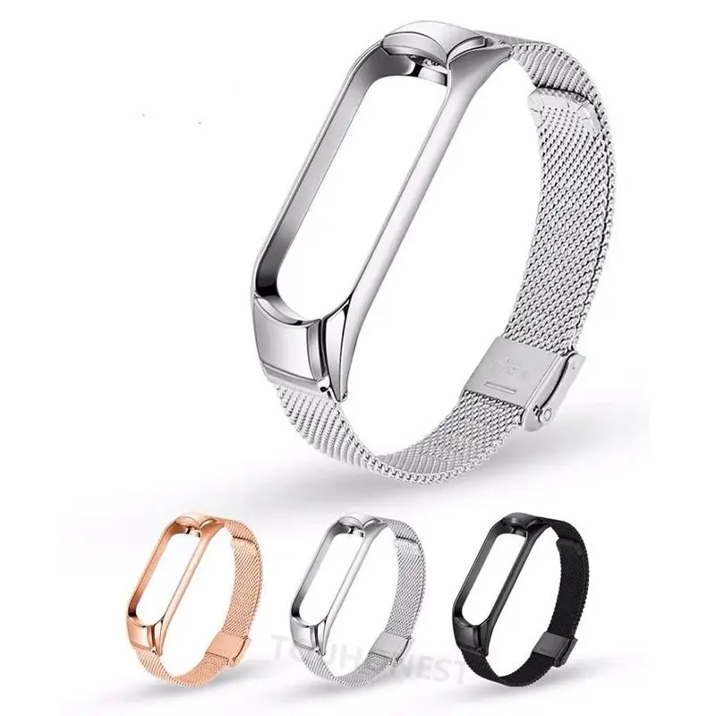Ремешок Миланская петля для Xiaomi Mi Band 6 5 4 3 металлический браслет из нержавеющей