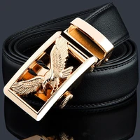 kwd luxury gold eagle metal automatic buckle waist belt designer belts mens high quality cow genuine leather kemer for jeans