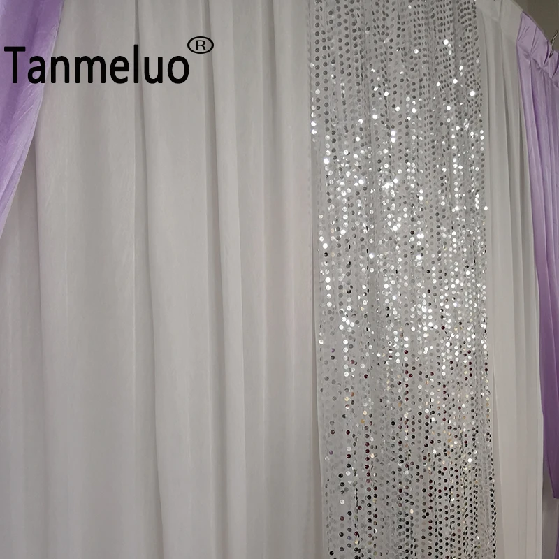 3 м H x3mW белая занавеска светильник фиолетовым ледяным шелком материал и