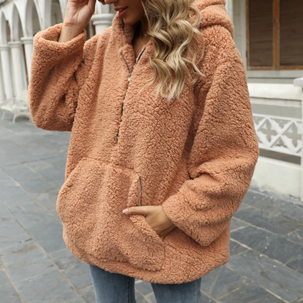 Женская осенне-зимняя толстовка из искусственного меха Свитшот 2022 свободная с