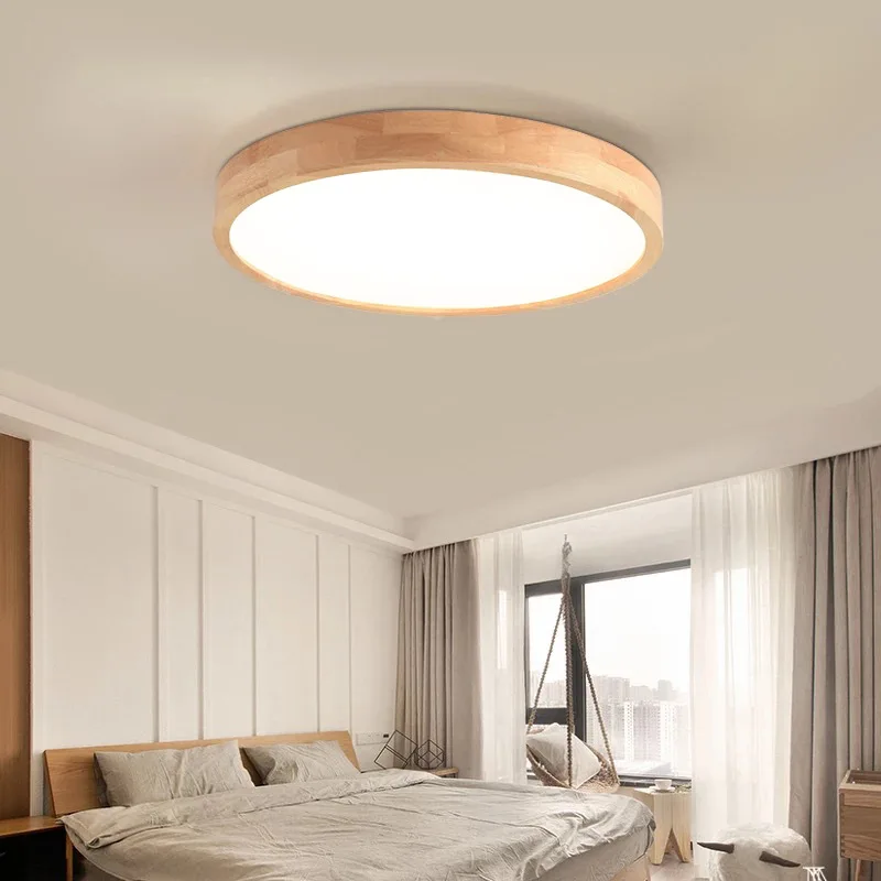 Новый ультратонкий потолочный светильник LukLoy из массива дерева 5 см для спальни
