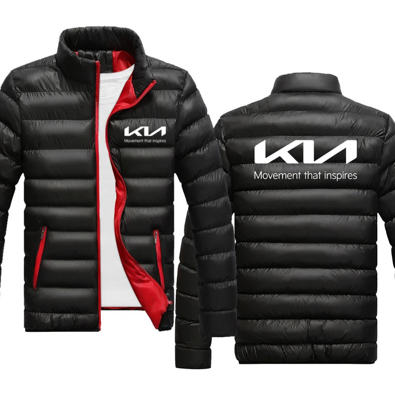 Winter Men's jackets NEW KIA Car Logo Print stripe Fashion high quality Thicken Solid color Men's pullover cotton clothes