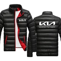 winter mens jackets new kia car logo print stripe fashion high quality thicken solid color mens pullover cotton clothes
