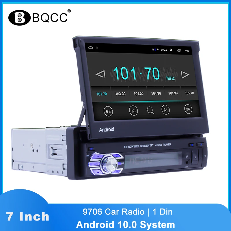 

9706 Android 10.0 Universal Touch Screen MP5 Player WiFi Bluetooth GPS Navigation 1Din Quad core Car Radio