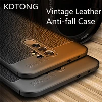 phone case sfor xiaomi redmi 9 case vintage business litchi pattern leather soft silicone anti fall cover for redmi 9 phone case