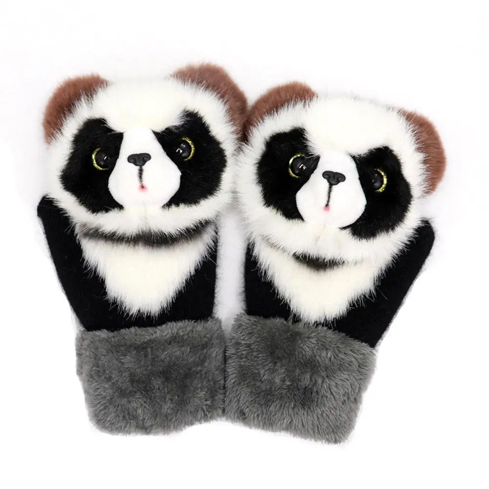 

2021 Warm Gloves Animal Cat Dog Panda Raccoon Design Winter 22cm Long Cute Girls Gloves Full Finger Fashion Soft Princess
