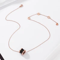 titanium steel necklace female fashion small waist fashion spring ceramic items rose gold color little red man necklace gift
