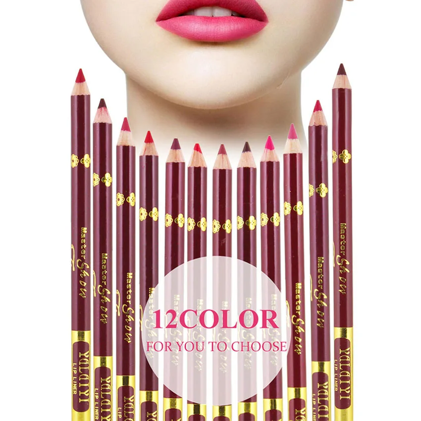 Карандаш Lipliner, цветной матовый деревянный карандаш для губ, 12 цветов, водостойкий, стойкий, легко одевается для макияжа, косметический, для салона красоты