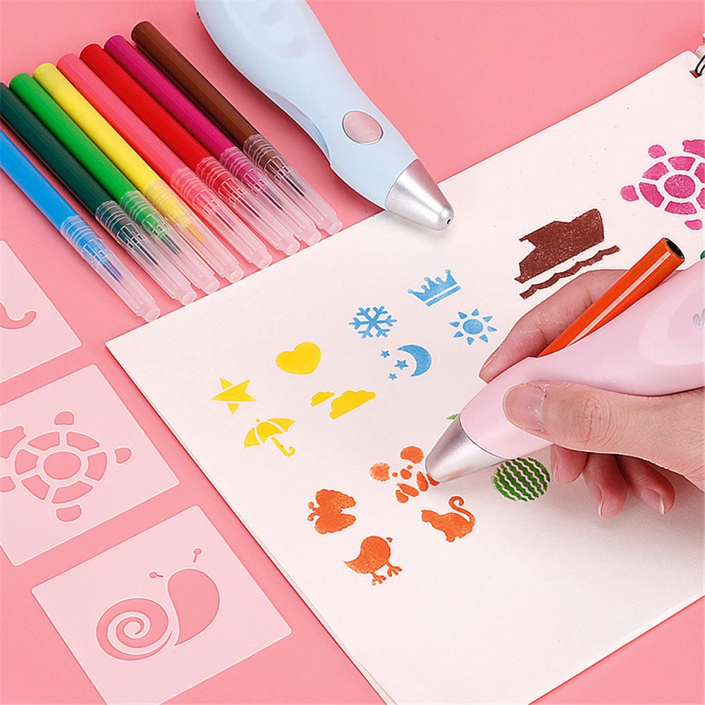 

12 Colors Electric Airbrush Watercolor Pen Set USB Charging Electric Spray Pen Painting Drawing Set for Kids School Stationery