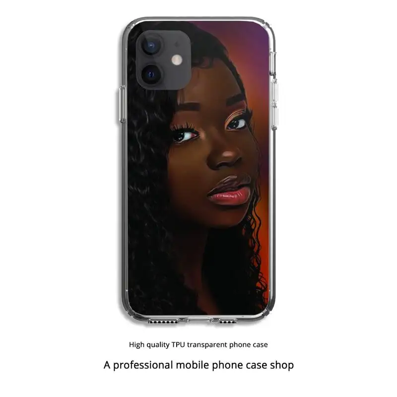 

Black Girl Poppin Queen Phone Case Clear Cover For Iphone 5 6 7 8 11 12 Plus XR X XS SE2020 11/12PRO Max Transparent Cases