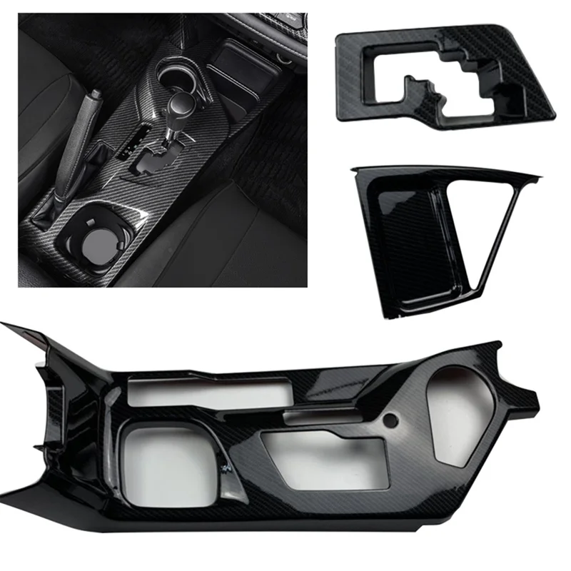 

3 шт. панель переключения передач из углеродного волокна, отделка держателя стакана для воды, наклейка на раму для Toyota Rav4