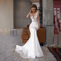 uzn elegant sequined wedding dress v neck mermaid sleeveless bridal gown beading belt brides dress with detachable skirt