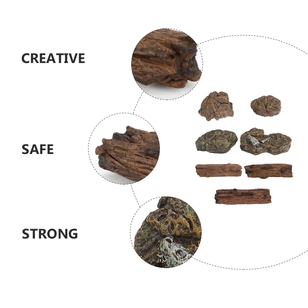

7pcs Vivid Landscape Adornment Mini Stone Trunk Model Scene Decorative