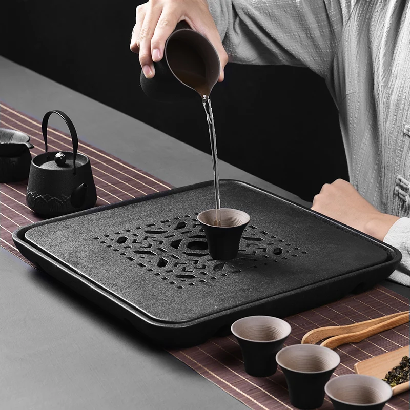 

Simple Tea Tray Water Storage Drainage Chinese Dry Bubble Eco Friendly Tea Tray Vintage Bandeja Household Product DF50CP