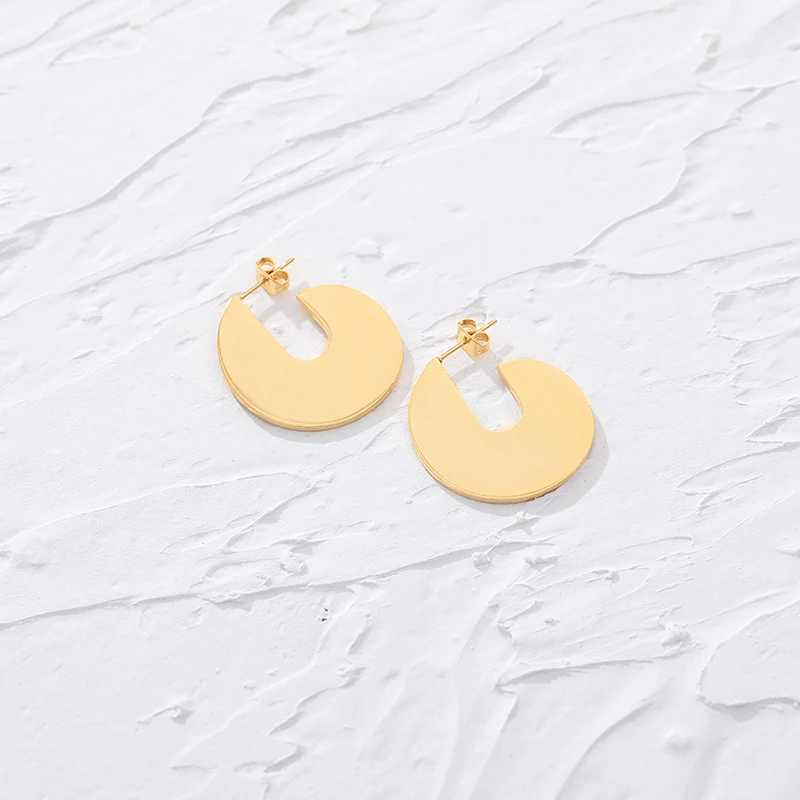 New to the ring ear Geometric semicircle Glamour woman jewelry Gold stainless steel earrings Gift for best fri | Украшения и