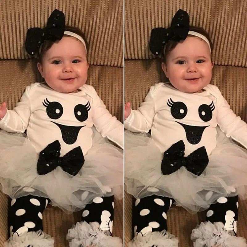 Emmababy 4 шт. наряды для новорожденных девочек на Хэллоуин одежда боди с длинным
