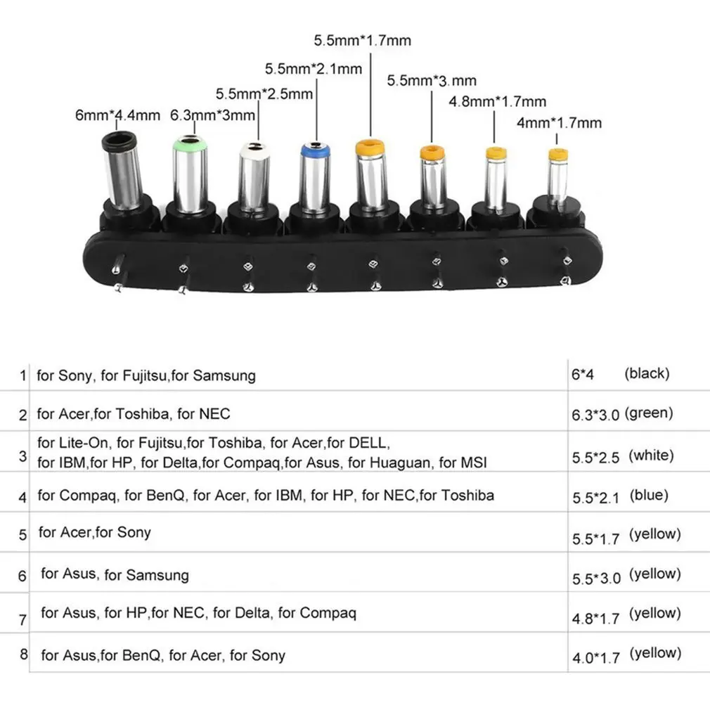 

96W Universal Power Charger Adapter AC 110V/240V for Laptop/notebook EU Plug for Dell for Lenovo 8 in 1 Swappable Connectors