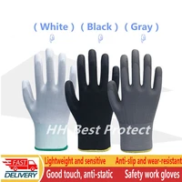 safety coated work gloves 6 24 pairs pu gloves palm coated mechanical work gloves obtained ce en388