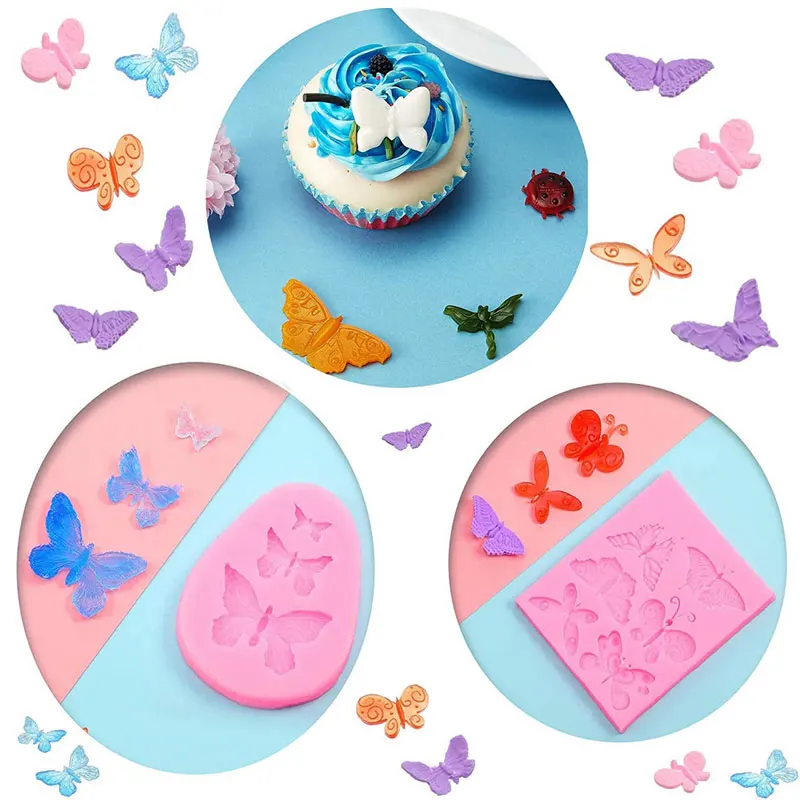 Силиконовая форма для шоколада в форме бабочки 1 шт. Розовый инструмент украшения