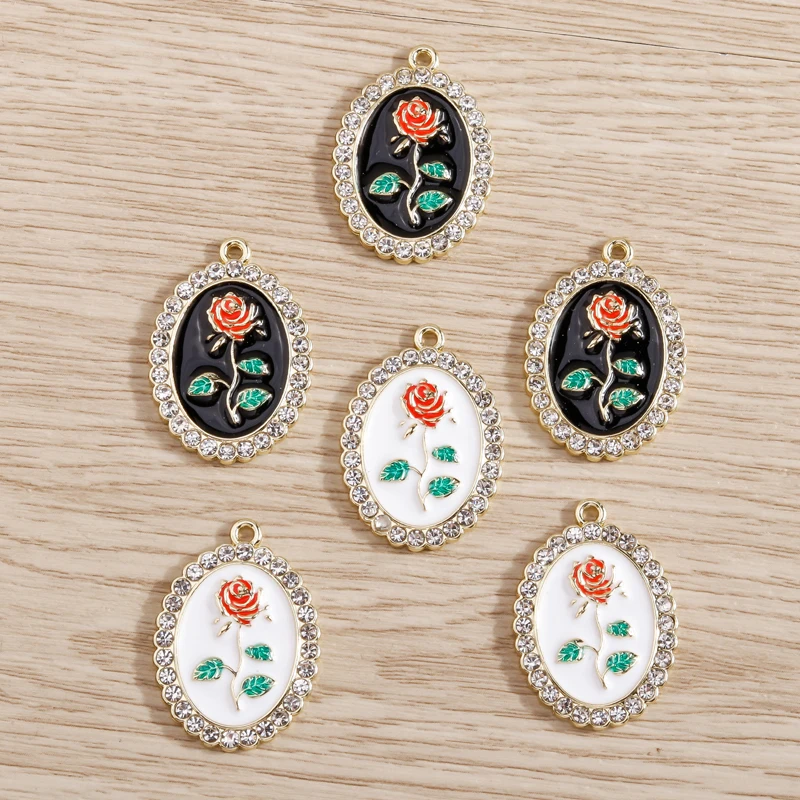 

4pcs 18*26mm Enamel Flowers Charms Pendants for Making Necklace Earrings Bracelets Crystal Charms DIY Jewelry Craft Accessories