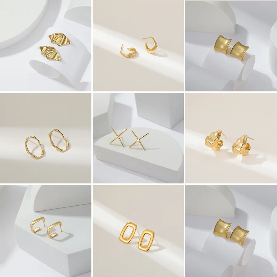 

Новинка 2021, корейские модные новые геометрические серьги для женщин, темпераментные серьги во французском стиле золотого цвета, ювелирные ...