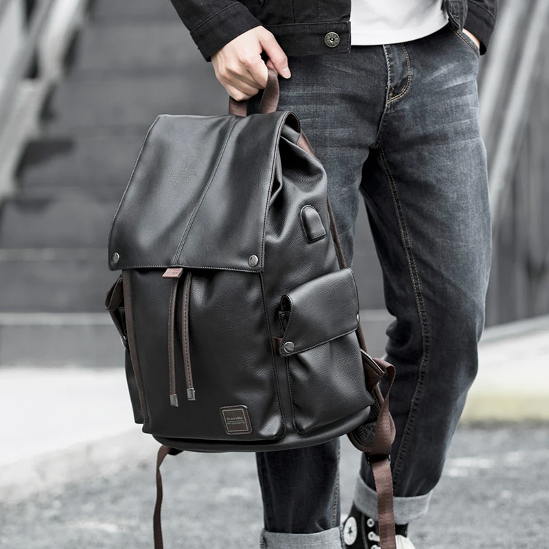 

2020 Men Backpack Lether Vintage For Teenager Laptop PC Portable Bags Designer Boys Travel Backpack Thin School Luxury Mochila
