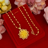 hoyon fashion women necklace yellow gold flower pendant clavicle chain choker wedding anniversary jewelry birthday party gifts