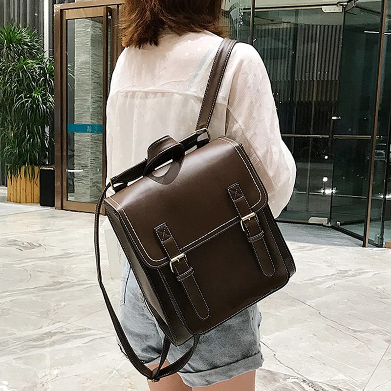 

Vintage Backpack Female Pu Leather Bag Women's Backpack Fashion School Bag for Girls High Quality Leisure Shoulder Bag Sac A Dos