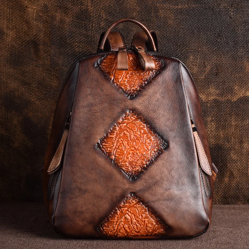 

Vintage leather shoulder bag women's multi-functional large-capacity women's backpack press 2020 new backpack women's travel bag