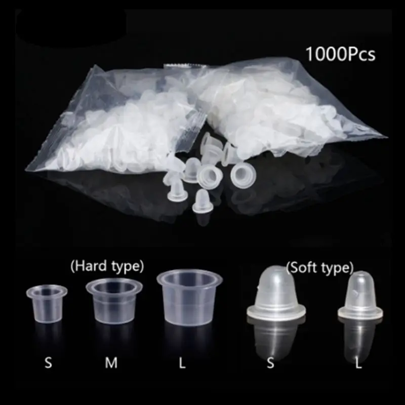 

Wholesale 1000Pcs Disposable Tattoo Ink Cups Makeup Pigment Container Holder Caps Plastic & Silicone Pot Tattoo Supplies 5 Sizes