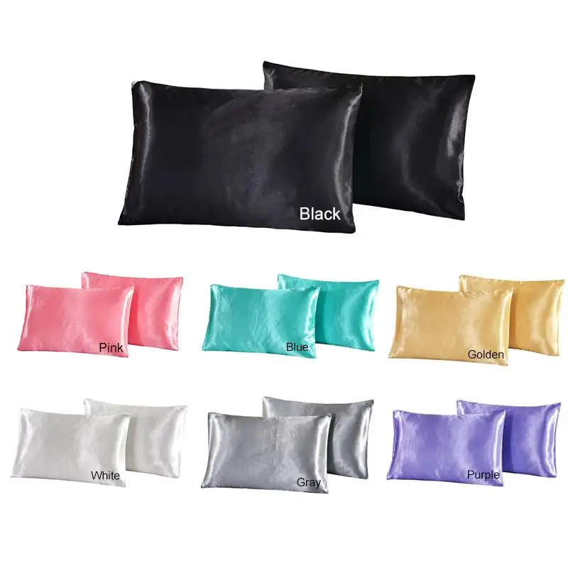 

32 Color Simple Imitated Silk Fabric Satin Summer Pillowcase Direct Selling Pillow Cover For Hair With Hidden