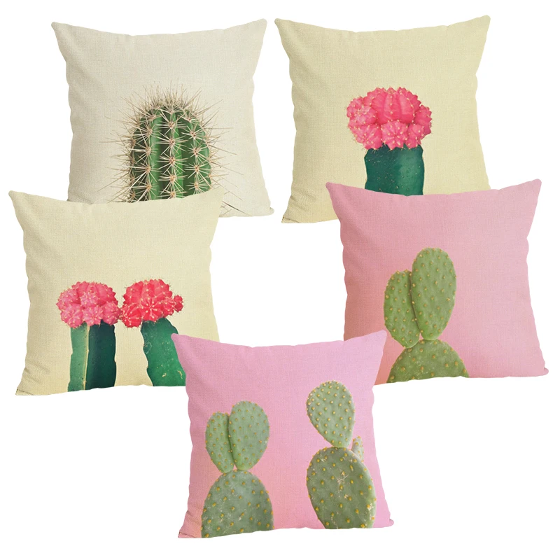 Зеленый Подушка с изображением кактуса для украшения дома размером 45*45