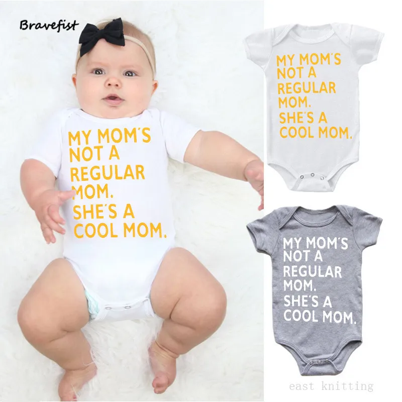 

Summer Newborn Onesies 0-24Months Bodysuits She Is A Cool Mom Print Baby Clothes Short Sleeve Kids Outwear Tees Jumpsuits Tops