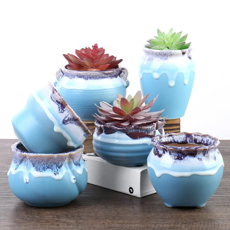 

Ceramic Flower Pot Stoneware Breathable Creative Personality Succulents Small Flower Pot Desktop Decoration