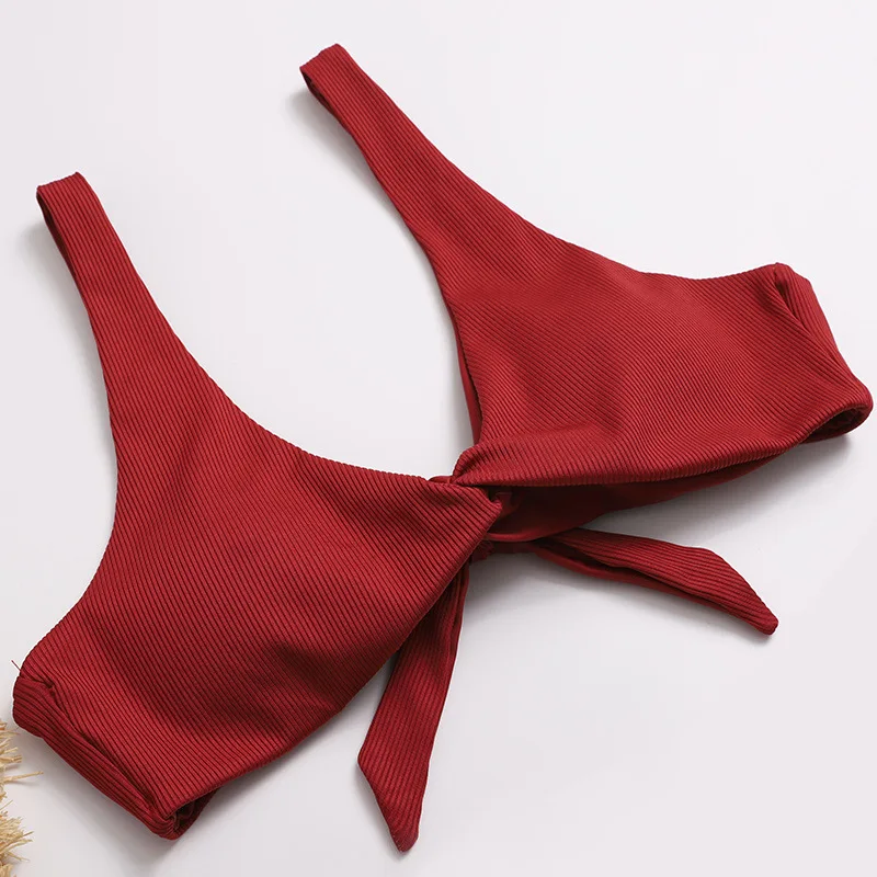 

Sexy Halter Push Up Bikinis Women Triangle Brazilian Bikini Set Knotted Bathing Suit Bowknot Swimwear Beachwear Female Biquini