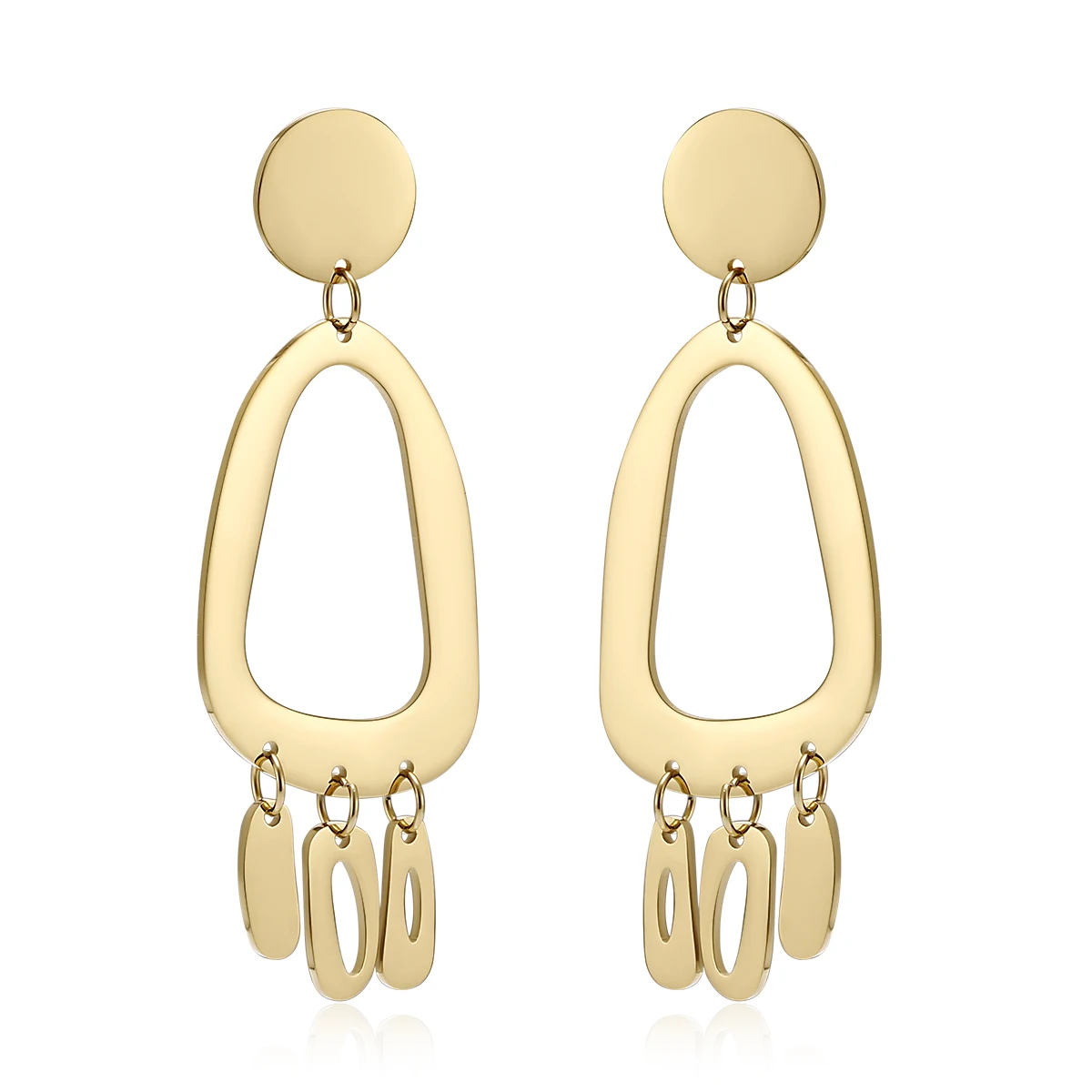 

High Quality Stainless Steel Metal Texture Dangle Earrings for Women Simple Geometric Earrings Valentine's day Party Bijoux