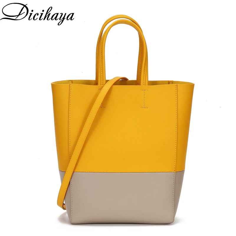

DICIHAYA Genuine Leather Cowhide Women Handbags 2020 Bucket Female Shoulder Bags Fashion Large Capacity Portable Crossbody Bag