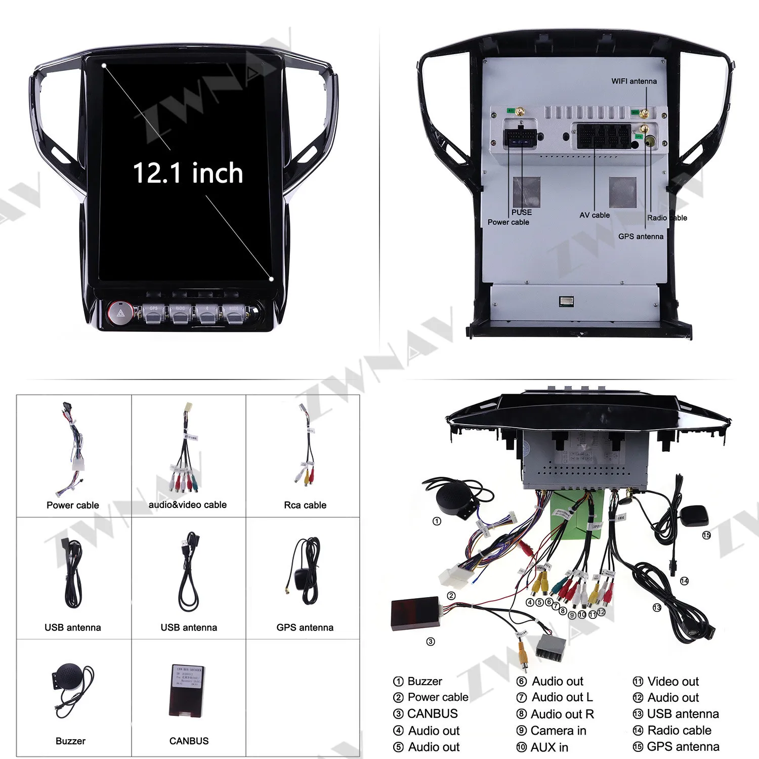 

12.1" 4+64G Android 9.0 Car Multimedia DVD Player For Maserati Ghibli 2014-2016 Car GPS Audio Radio Stereo Head Unit