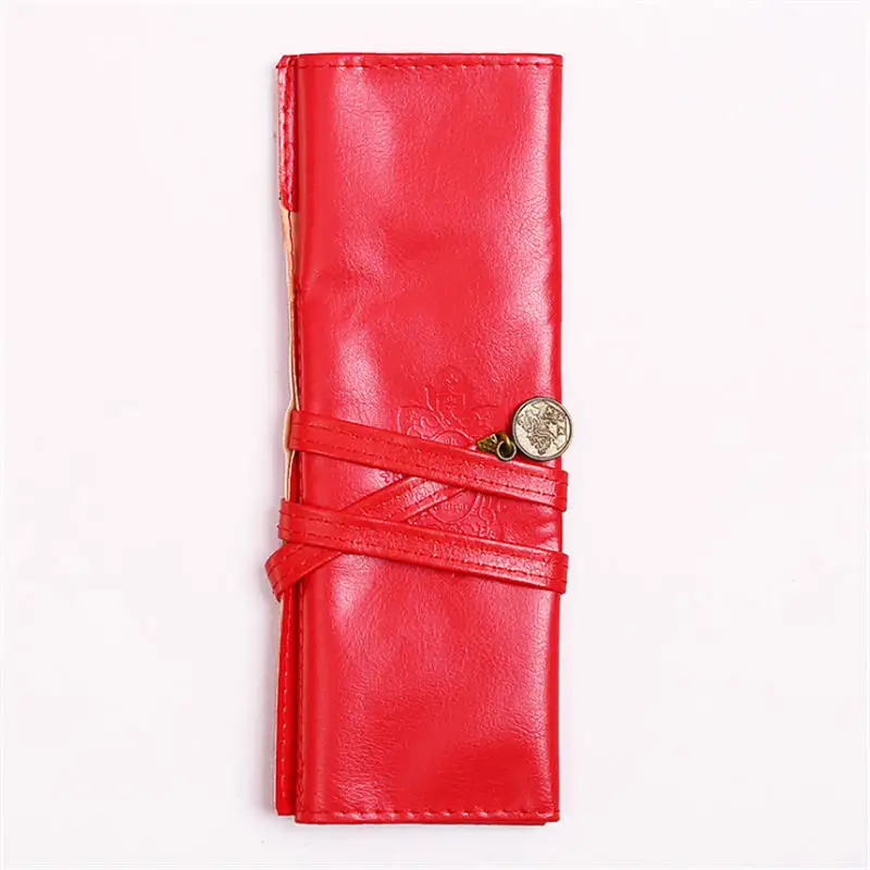 Женский и мужской кошелек Ретро мягкий кожаный чехол-карандаш для макияжа