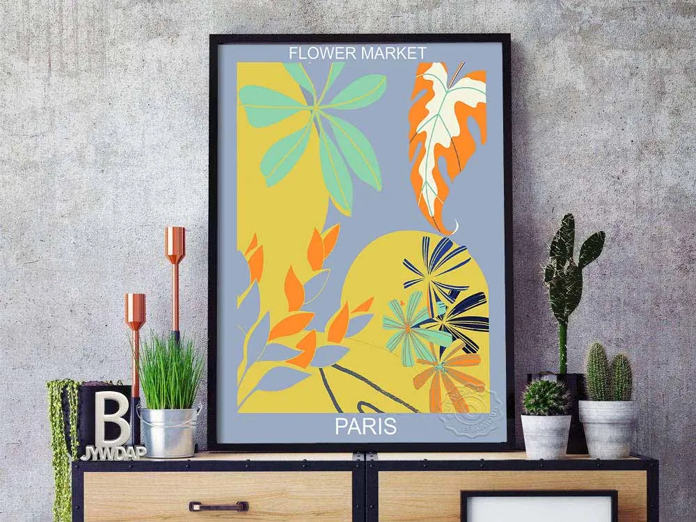 Цветочный постер для выставки иллюстрация настенное искусство холст живопись