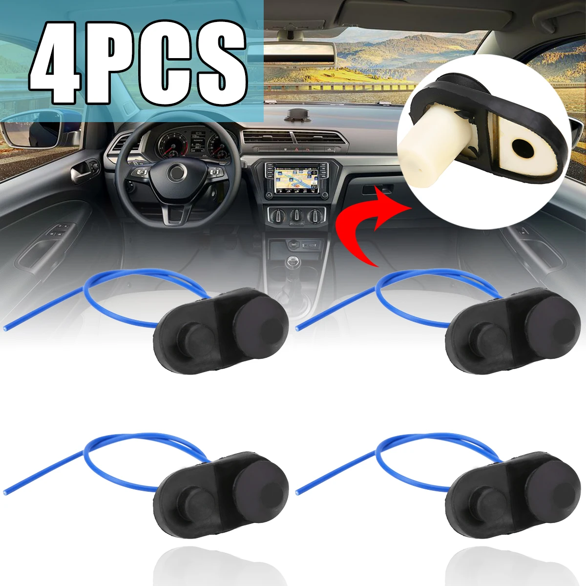 

4pcs Auto Car Interior Door Light Lamp Switch Button Interior Parts Black Accessories Parts