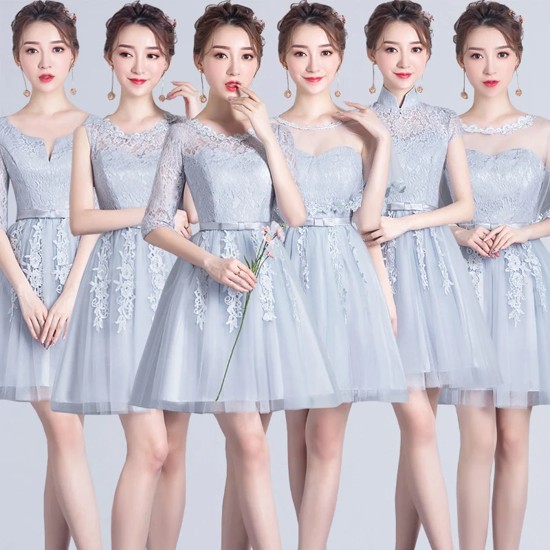 Серые Бордовые Платья для подружки невесты элегантные женские свадебной