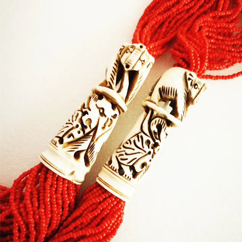 TNL297 колье в тибетском стиле Резные из кости яка Слоны Лев племени ожерелья с