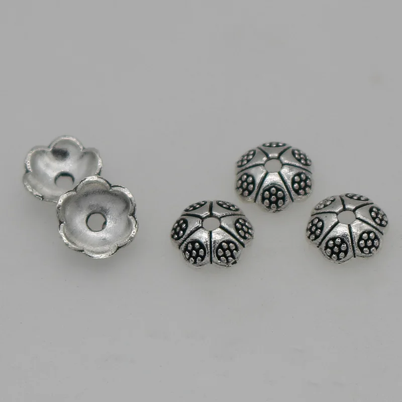 

100pcs/lot Antique Silver Vintage Dots Flower Bead Caps Receptacle 6mm Bracelets Earrings Spacer End Caps Trays DIY Jewelry Make