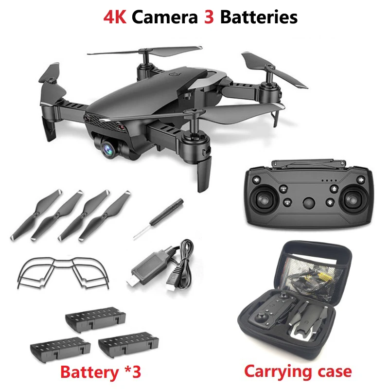Teeggi M69 FPV RC Дрон с 4 K/1080 P широкоугольной WiFi камерой HD складной RC Квадрокоптер Вертолет VS VISUO XS809HW E58 X12 Дрон - Цвет: 4K Black 3B CB
